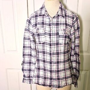 YMI‎ USA Plaid Button-Up Shirt W/pearl Snaps. Size Meduim. Cotton